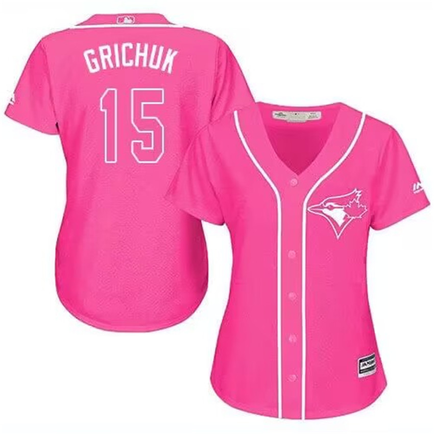 Men's Pink Toronto Blue Jays #15 Randal Grichuk Fashion Limited Stitched Baseball Jersey